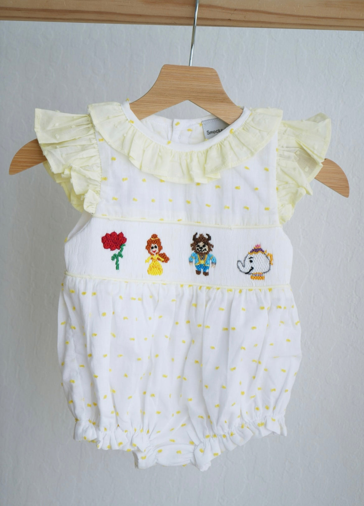 Mustard Character Hand Smocked Onesie