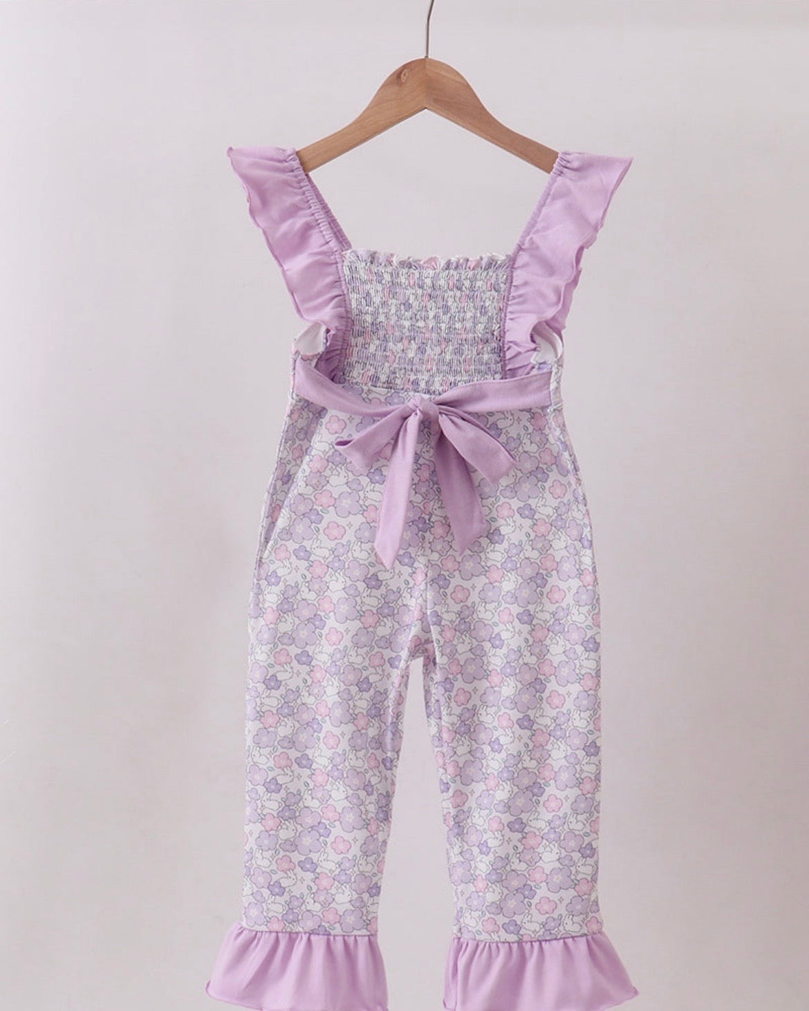 Purple Floral Smocked Romper