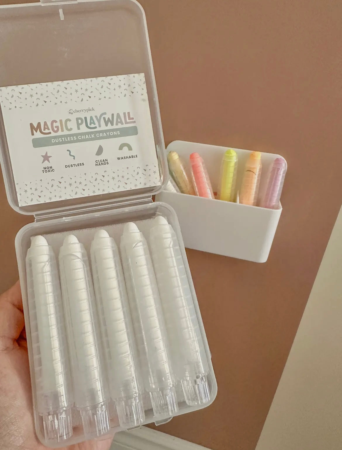 Dustless Chalk Crayons + Magnetic Holder For Magic Playwall