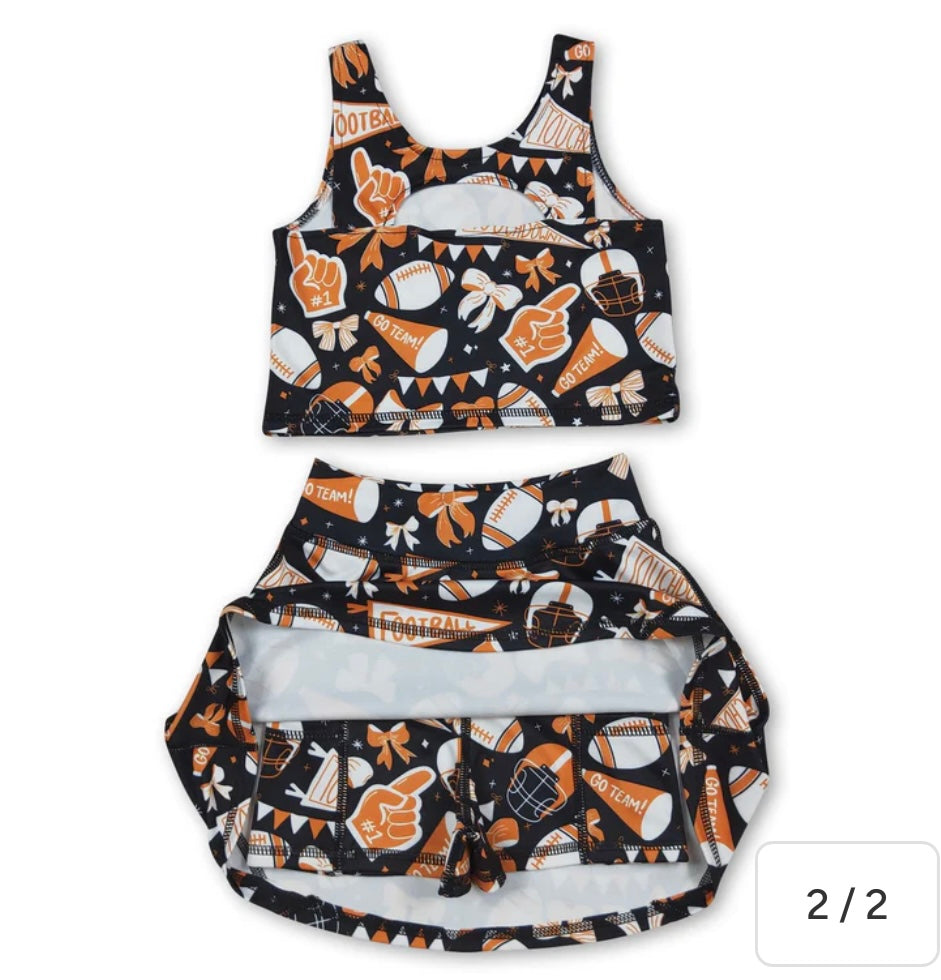 Black & Orange Football Skort Set