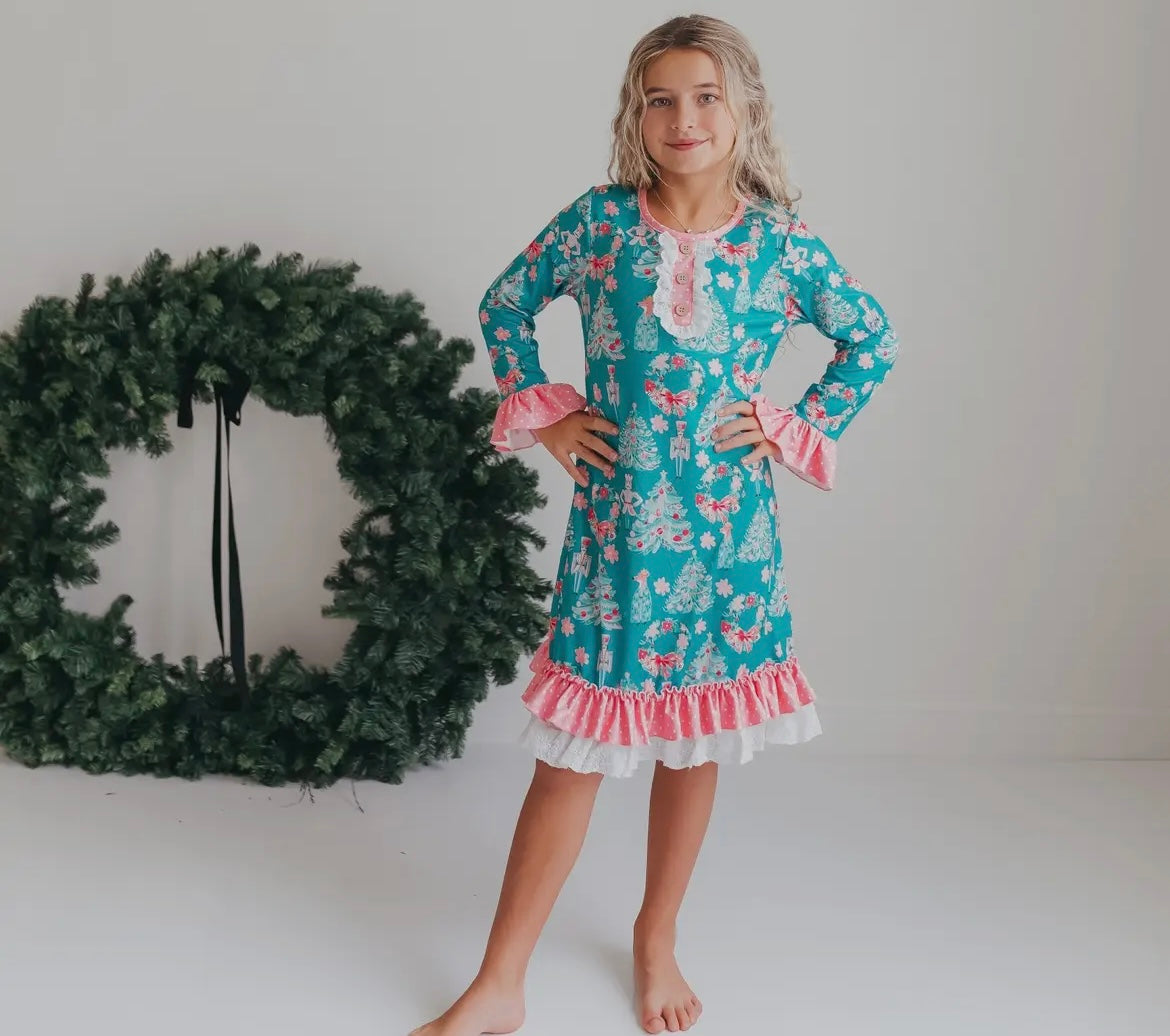 Teal Nutcracker Lace Night Gown