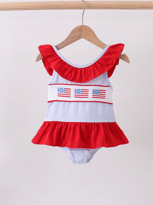 Blue Flag Seersucker Swimsuit
