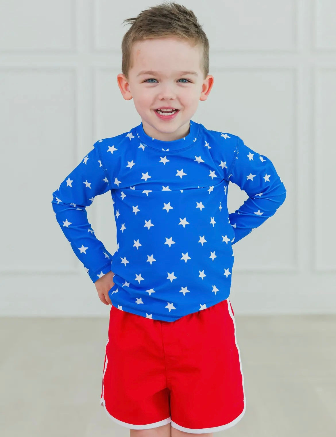 Blue Stars Rash Guard Top