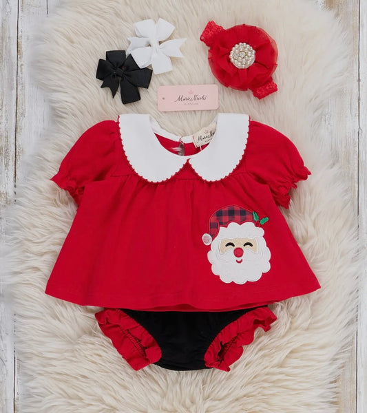 Sweet Santa Embroidered Bloomer Set