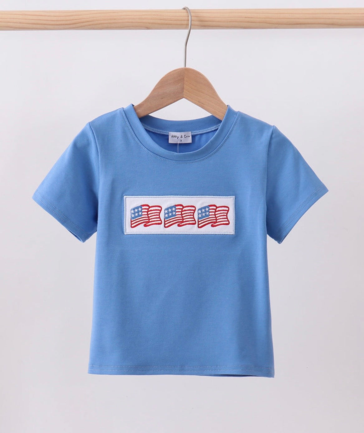 Blue Flag Embroidered Top