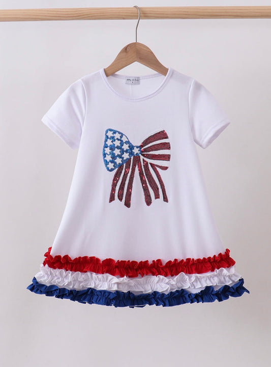 Bow Sequin Ruffle Dress
