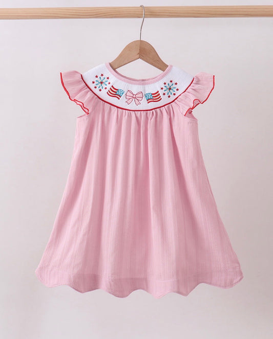 Pink Smocked Firework Dress