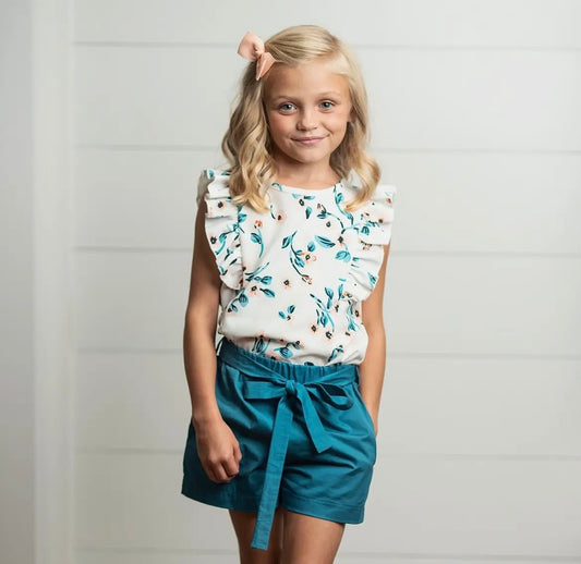 White & Teal Floral Set