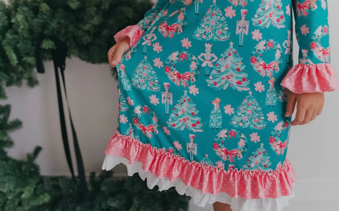 Teal Nutcracker Lace Night Gown