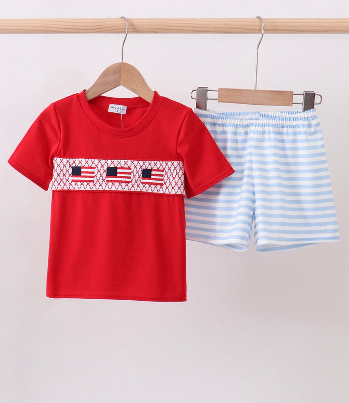 Red Flag Smocked Set