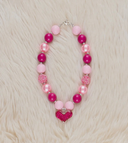 Pink Heart Charm Necklace