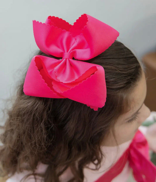 Oversize Scalloped Hair Bows - Alligator Clip - 5.5" Girls