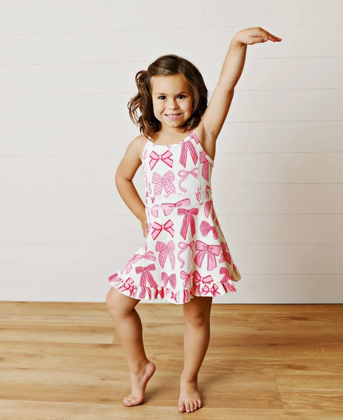 Pink & White Bow Athletic Dress