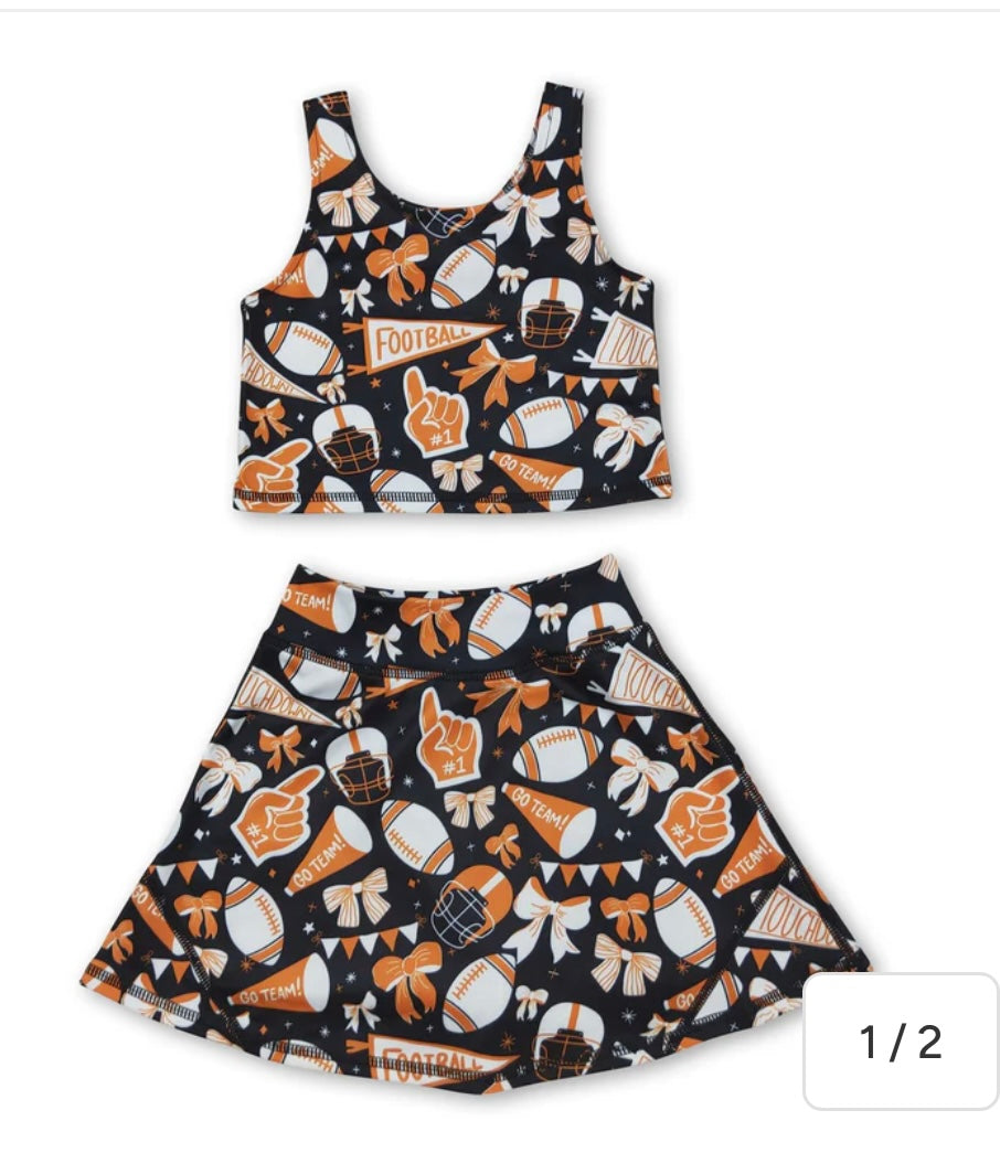 Black & Orange Football Skort Set