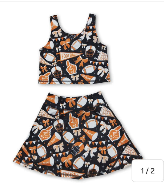 Black & Orange Football Skort Set