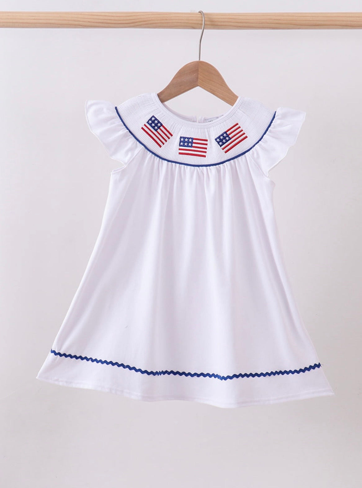 White Smocked Flag Dress