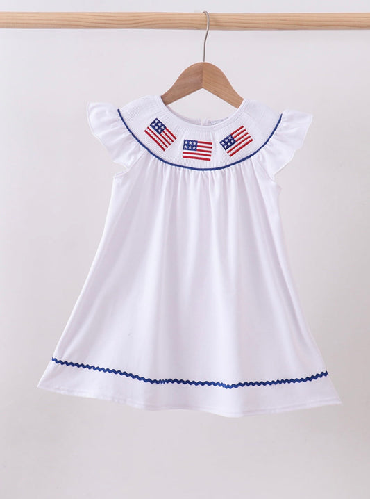 White Smocked Flag Dress