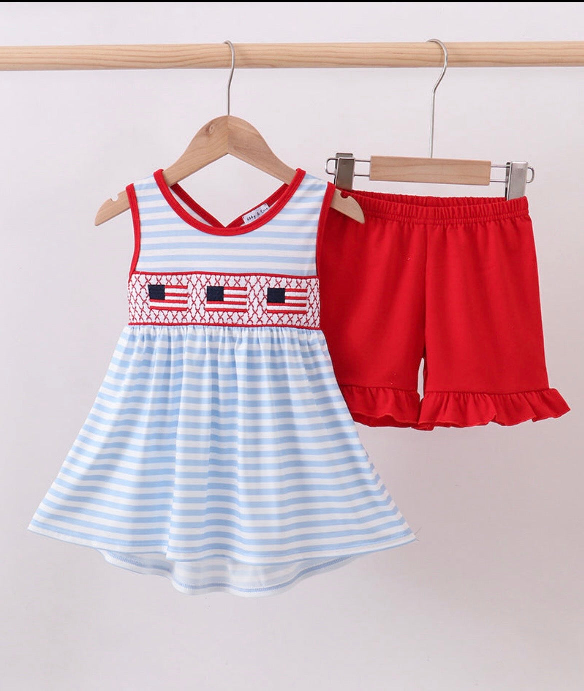 Red Smocked Ruffle Set