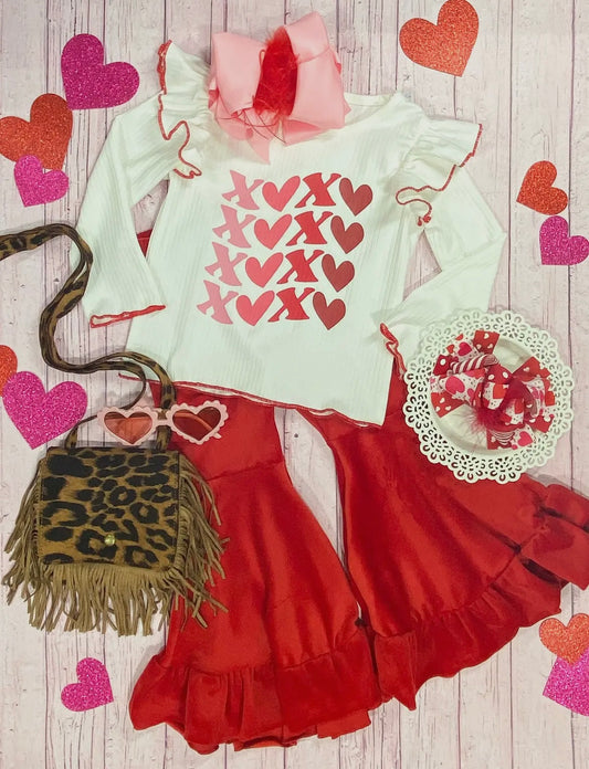XOXO Red Velvet Bell Botton Set