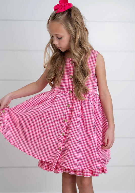Hot Pink Gingham Check Dress