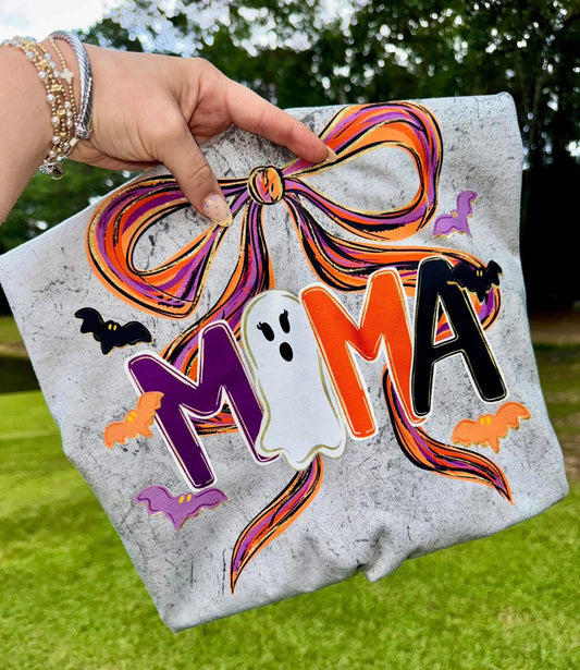 Spoooky Mama Bow Tee - Comfort Colors
