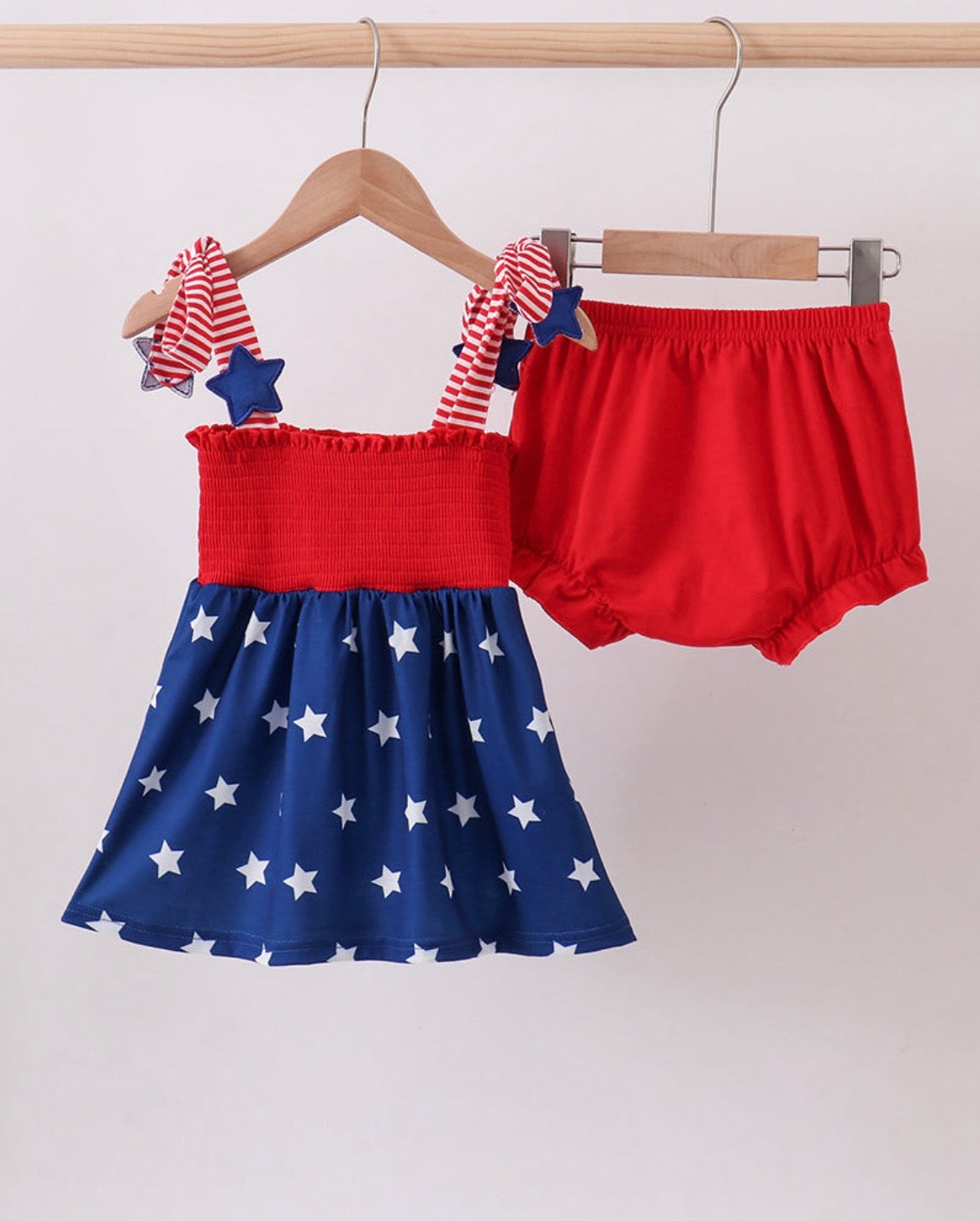 Blue Stars Smocked Set