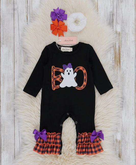 Boo Checkered Ruffle Onesie
