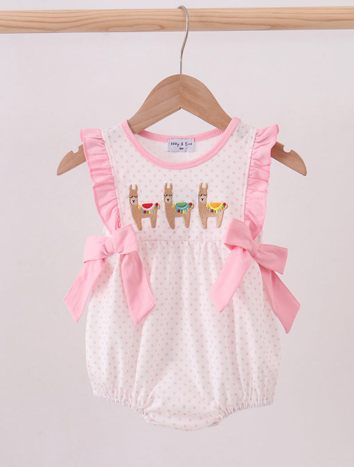 Pink Alpaca Embroidery Onesie