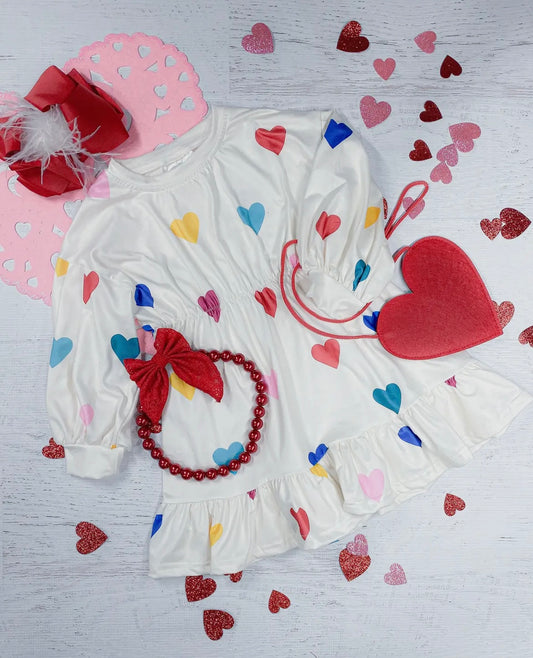 Multicolor Heart Twirl Dress