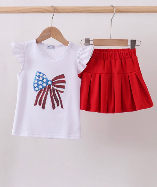 Bow Sequin Skort Set