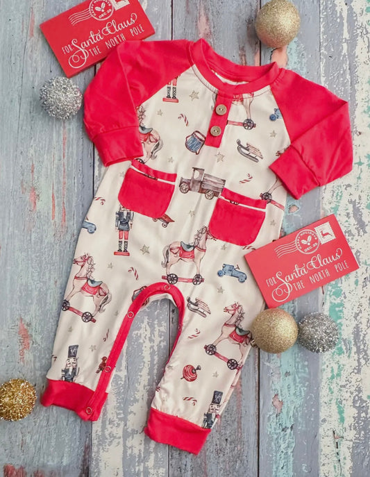 Vintage Christmas Boys Romper