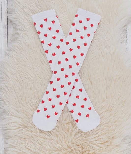 Knee High Hearts Socks