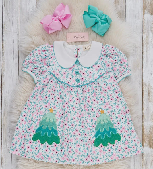 Festive Tree Embroidered Dress