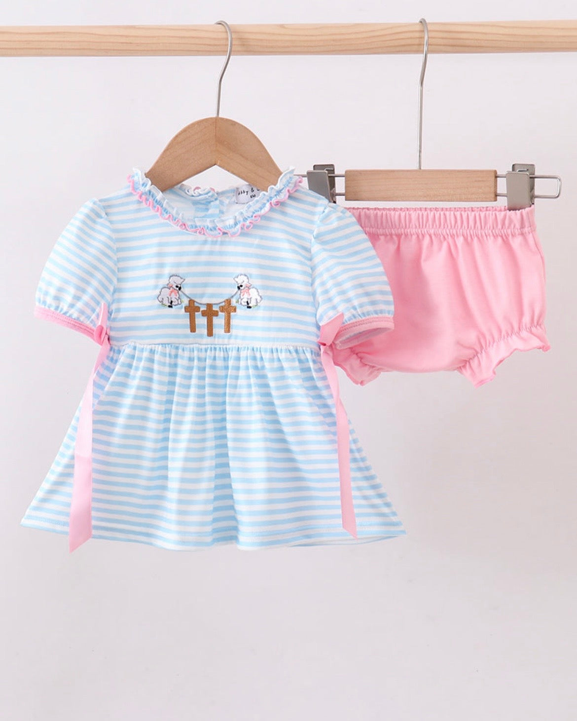 Blue Cross Embroidered Bloomer Set